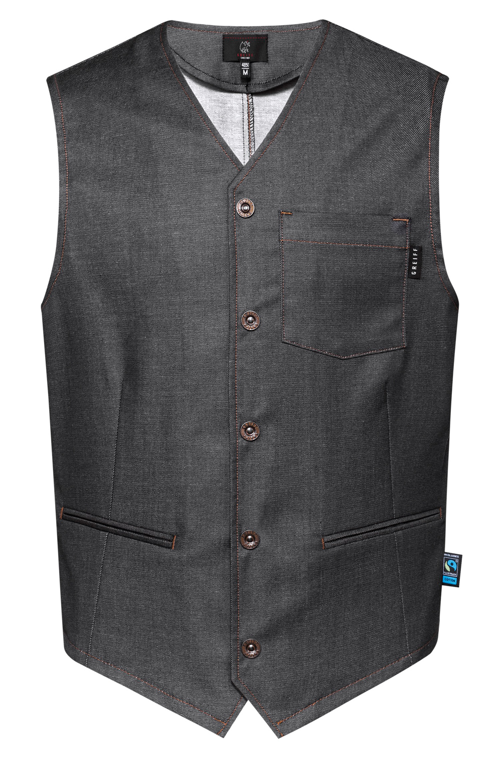 Veste De Chef Professionnelle GREIFF Regular Fit - Coton équitable, Boutons Pression Dissimulés, Poche Bras - Noir