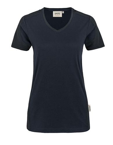 HAKRO No. 190 Damen-V-Shirt Contrast MikraLinar®
