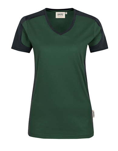 HAKRO No. 190 Damen-V-Shirt Contrast MikraLinar®